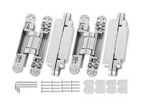 Polar Tangro 765147715124 Invisible Door Hinges 4 Pcs -7 Inch Sliver Hidden For Doors 3 Way A