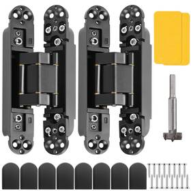 Polar Tangro 768917855938 Invisible Door Hinges 2 Pcs -6 Inch Black Hidden For Doors 3 Way Ad
