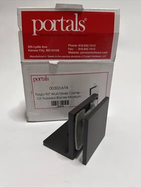 00303.614 Portals Taiga 90 Deg Wall-glass Clamp With Short Leg Oil Rubbed Bronze