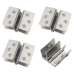 Pxyelec 611138971553 4pcs Heavy Duty Hinge 180 Degree Glass Door Cupboard Showcase Cabinet Clamp H