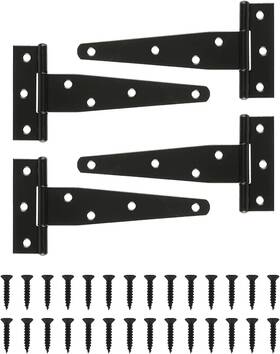 Qbxmy7 726085015103 4 Pcs 5 Inch T Strap Hinges Heavy Duty Shed Door Gate Black