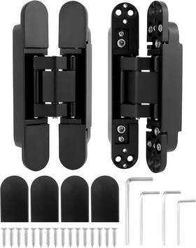 Qwork 795973622334 Adjustable Hidden Door Hinges 2-pack 6 Inch Zinc Alloy Swing Hinger For Doors Up