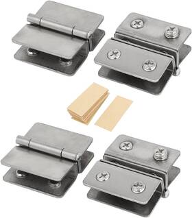 Rannb 445026879835 Glass Door Hinges Adjustable Double Clamp Hinge Fits For 5-6mm 0.2 Inch -0.24 Thick