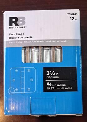 Reliabilt 038902353009 Rb Door Hinge Satin Nickel Finish