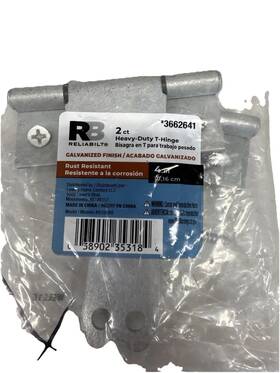 3662641 Reliabilt 2ct Heavy-duty T-hinge 4 Inch Galvanized Finish #3662641 C7