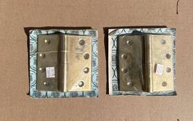 042492 Renovators Supply Pair Of New Square Hinges 4x4 Polished Brass Finish