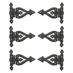 Renovators Supply Manufacturing 671839628132 Cabinet Door Strap Hinge With Hardware 5 3/8 Inch Black Wrought Iron Flush Mou