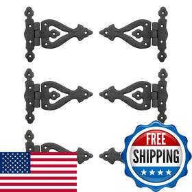 Renovators Supply Manufacturing B07c8gg3zr Pack Of 6 Black Wrought Iron Strap Door Hinges