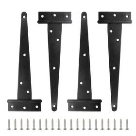 Rierdge 772324658396 4 Pcs 8 Inch T Strap Hinges Black Heavy Duty Tee Hinge With Screws Carbon S