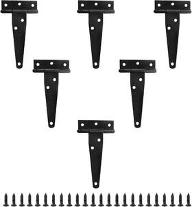 Sdd2106160003 Rierdge 6 Pcs 4 Inch T Strap Hinges Black Heavy Duty Tee Hinge With Screws Carbon Stee