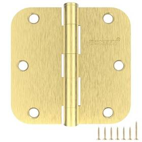 3.5-hinge-brushed Roness 18 Pack Brushed Gold Door Hinges 3.5 Inch 5/8 Radius Rounded Standard