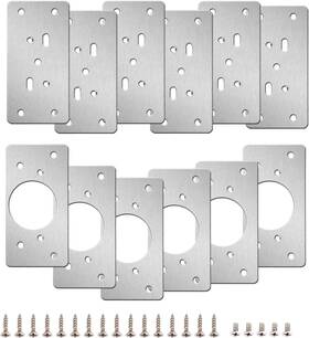 Ruxiewey 789481974955 12-pack Hinge Repair Kit - Cabinet 1.85x3.54 Inch Silver-12 Plate