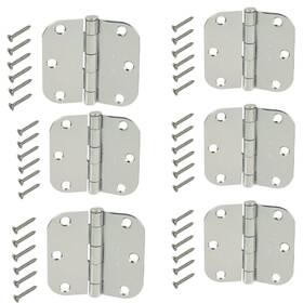 Sama 427102648955 3-1/2 Inch X 5/8 . Radius Chrome Door Hinge 6-pack