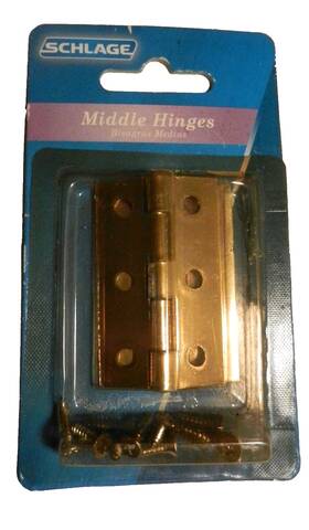 Schlage 044074429589 2-pk Middle Hinges Brass Jewelry Box Hinge Bronze 2 Inch X 1 3/16 Screws