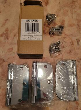 Schlage 194555079564 3.5 Inch Door Hinge With 5/8 Radius Round Corner In Bright Chrome 3-pack