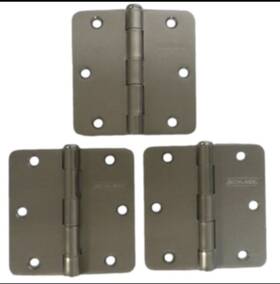 S3p1012frp619 Schlage Plain Bearing Door 3.5 Inch Hinge 1/4 Rad 3 Pack With Screw