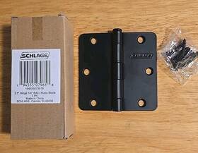 S3p1012frp622 Schlage 3.5 Inch X3.5 Plain Bearing 1/4 R Corner Mortise Hinge Matte Black 3pk