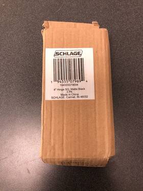 S3p1020frp622 Schlage Pack Of 3 4 Inch X Plain Bearing Mortise Hinges - Matte Black