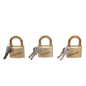 Seachoice 719249373317 Solid Brass Padlock 2 Inch Set Of 3 Keyed Alike