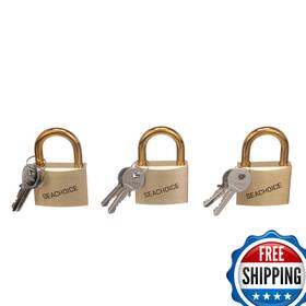 B0064mswna Seachoice Solid Brass Padlock 2 Inch Set Of 3 Keyed Alike 37331