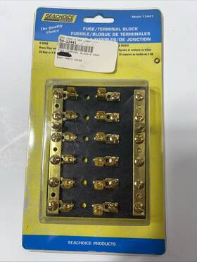 50-13441 Seachoice/land&sea Inc. 13441 Brass 6-gang Fuse And Terminal Block 7/8 H X 3.25 W 4.5 L Inch