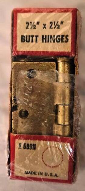 58911 Sears Vintage Old Stock U.s.a. Made 2.5 Inch X Gold Brass Butt Hinge #58911 Nib