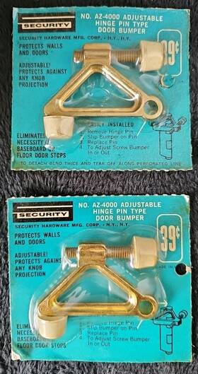 Az-4000 Security Hardware Mfg. Corp. 2 Vintage Series Hinge Pin Door Bumper Stop Brass New