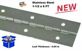 1546 Select 1-1/2 X 6ft Stainless Steel Piano Hinge Full Surface Continuous Non-removable Pin