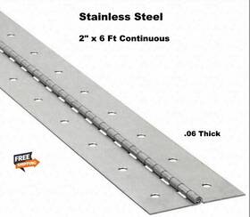 4pb39 Select Piano Hinge Stainless Steel 2 Inch X 6 Ft Continuous Non-removable Pin .06 Thick
