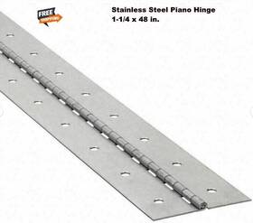 1cak7 Select Stainless Steel Piano Hinge 1-1/4 X 4ft Full Surface Continuous Non-removable Pin
