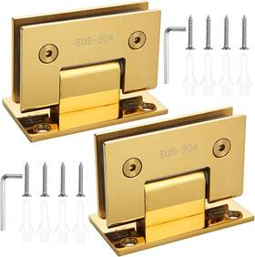 Shuess 445050162132 2 Pack 90 Degree Glass Door Hinges Frameless Heavy Duty Stainless Steel Shower
