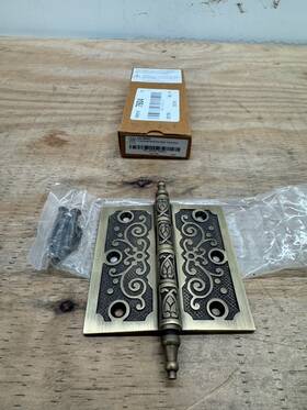 282296 Signature Hardware Ornate Plain Bearing Corner Door Hinge Antique Brass