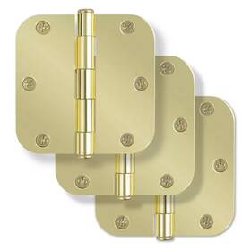 Hdh3503u3 Signature Hardware 3-1/2 Inch Rounded Steel Door Hinge With Plain Bearing-3 Pack -pb