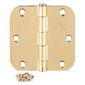 Sorgmach 191171284044 Door Hinges Polished Brass 3.5 Inch Interior 5/8 Radius 18 Pa