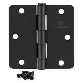 Sorgmach 191171284051 Door Hinges 3 1/2 Inch Matte Black 3.5 Interior 1/4 Radius Iron