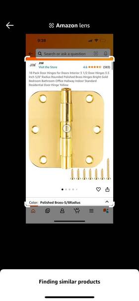 Sorgmach 191171284068 Door Hinges 3 1/2 In 3.5 Inch Interior 5/8 Radius Round Yellow Color