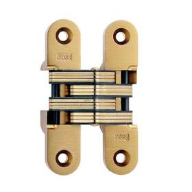 216-04 Soss Invisible Hinges - 3 Individual 4.625 Inch Height Satin Brass Finish