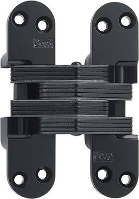 218us19 Soss - Invisible Hinge E-coat Black Min 1 3/4 Inch Thick Opens 180