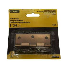 Stanley 033923013635 Utility Hinge And Screws 2 Pieces 3 Inch /76mm Satin Brass Tone Finish Nip