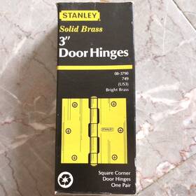 08-3790 Stanley Nos 3 Inch Solid Brass Door Hinges 749 Us3 Square Corner 1 Pair Us