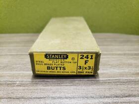 241f Stanley 1 Pair Hinges Steel Flat Button Tip Dull Brass Plated 3.5 Inch X