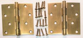 741f Stanley Vintage Pair 4x4 Steel Brass Plated Door Hinges Butts 741 With Box