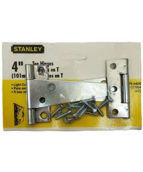75-4440 Stanley Hinges 2- 4 Inch Gate Tee Galvanized Steel With Screws Nip