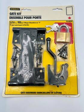 79-0895 Stanley New Gate Kit Six Inch T-hinges And Latch Set With Padlock Hardware
