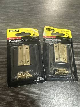 80-3080 Stanley Classic Brassware Solid Brass 1 1/2 Inch Narrow Hinges Cd5300 Nos