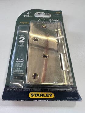 S808-535 Stanley 808-436 Home Designs 4 Inch / 114mm Bright Brass Set Of 2 Hinges And Screws