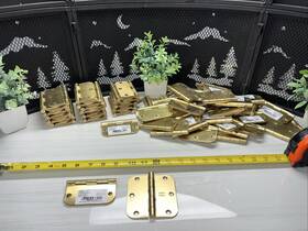 N237-008 Stanley 76 Qty Bulk Lot- 3-1/2 Inch Door Hinge Round Corners Satin Brass Finish New