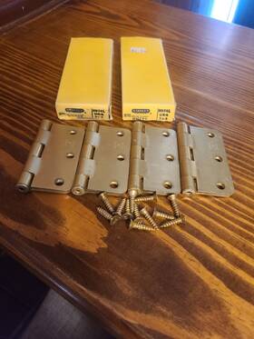 Rd741-us4 Stanley Rd741 Us4 Satin Brass Plated Steel Butt Door Hinges 3x3in With Screws