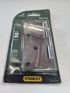 S810-077 Stanley Home Designs 4 Inch / 114mm Bright Chrome Set Of 2 Hinges And Screws