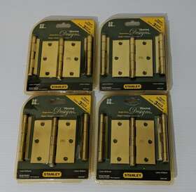 S826-867 Stanley Solid Brass 3.5 Inch Door Hinges Set Of 3 Laiton Brilliant 4 Total Packs
